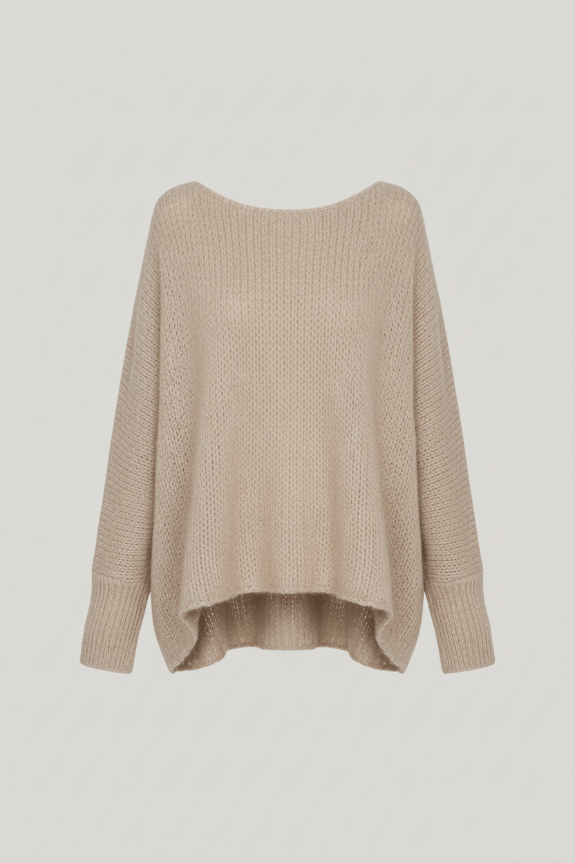 Women’s Oversized Knit Sweater with Off-Shoulder Design - Sofia Maris