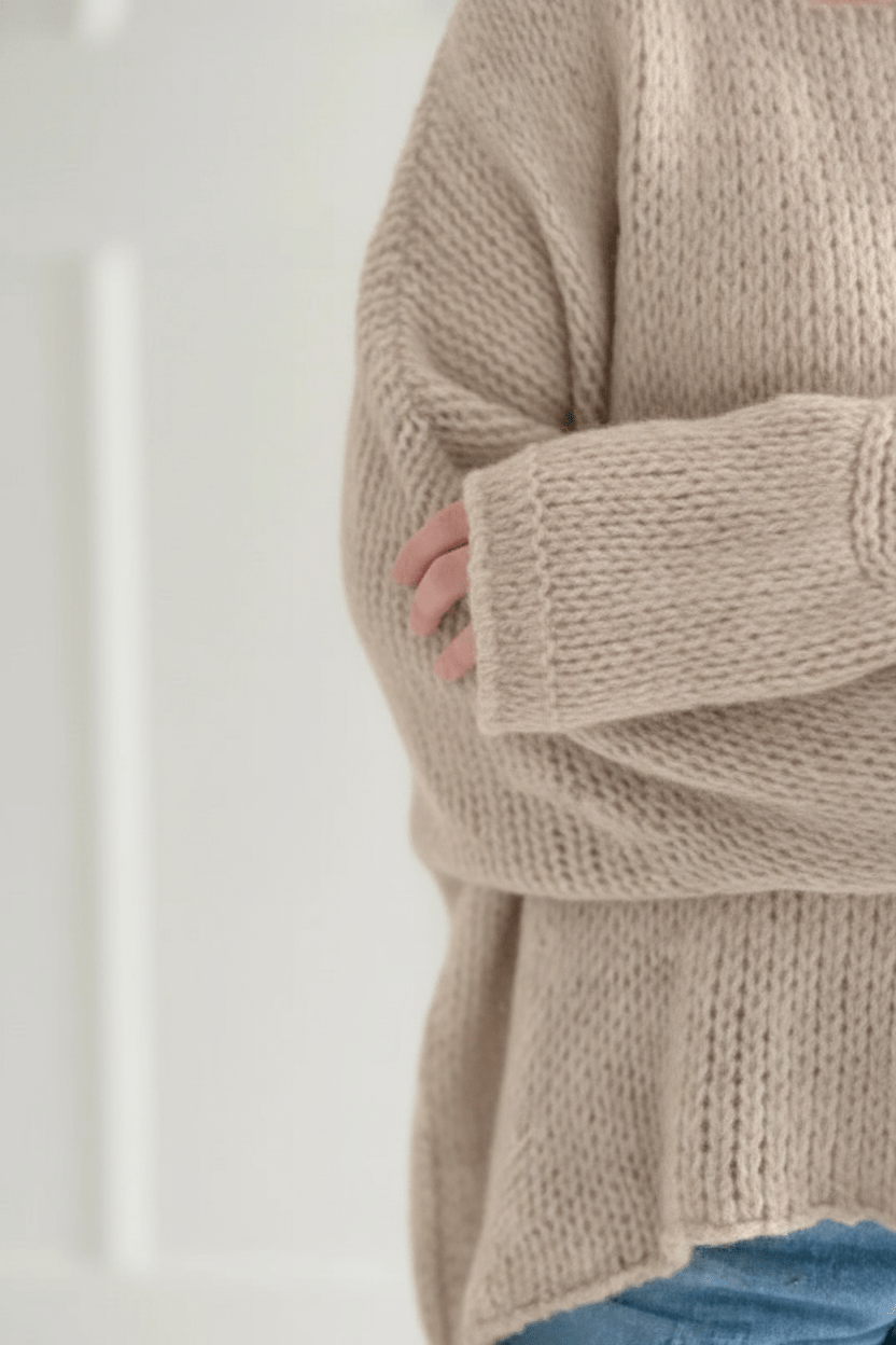 Women’s Oversized Knit Sweater with Off-Shoulder Design - Sofia Maris