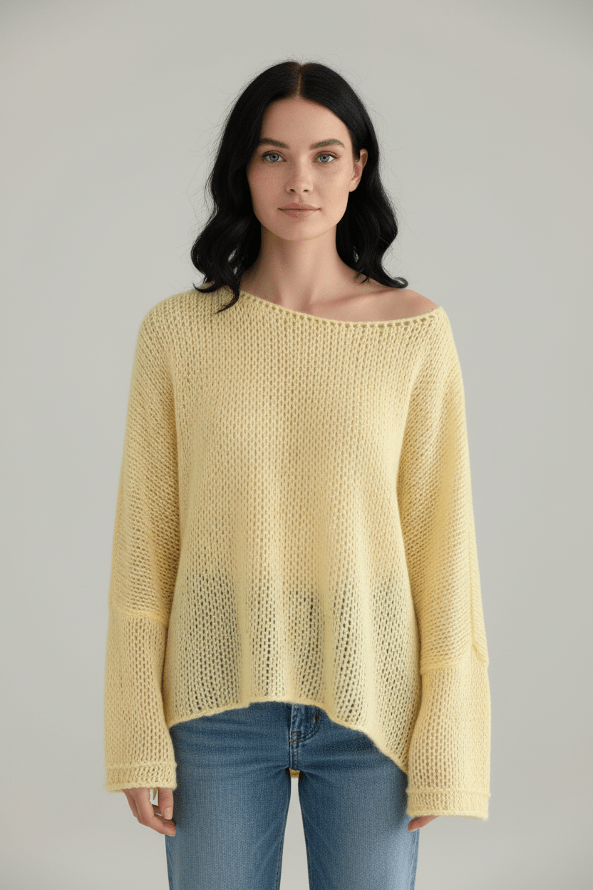 Women’s Oversized Knit Sweater with Off-Shoulder Design - Sofia Maris
