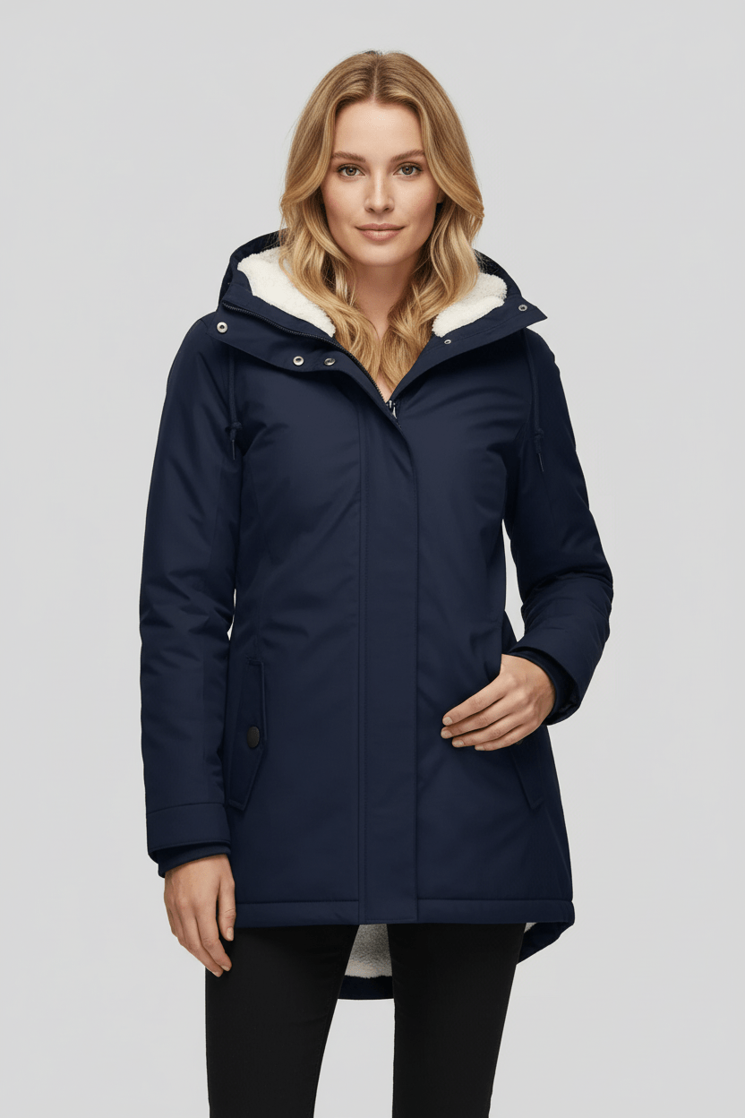 Zephyra – Women’s Waterproof Rain Jacket with Hood and Extended Hem - Sofia Maris