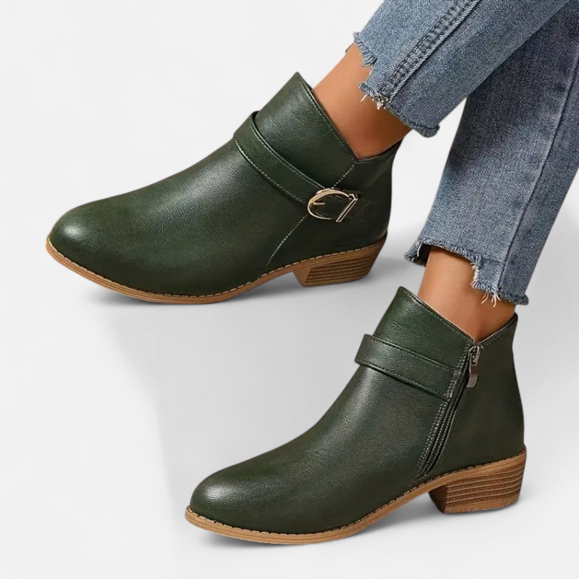 Sofia Maris | Women’s Ankle Boot – Pointed-Toe Buckle Elegance