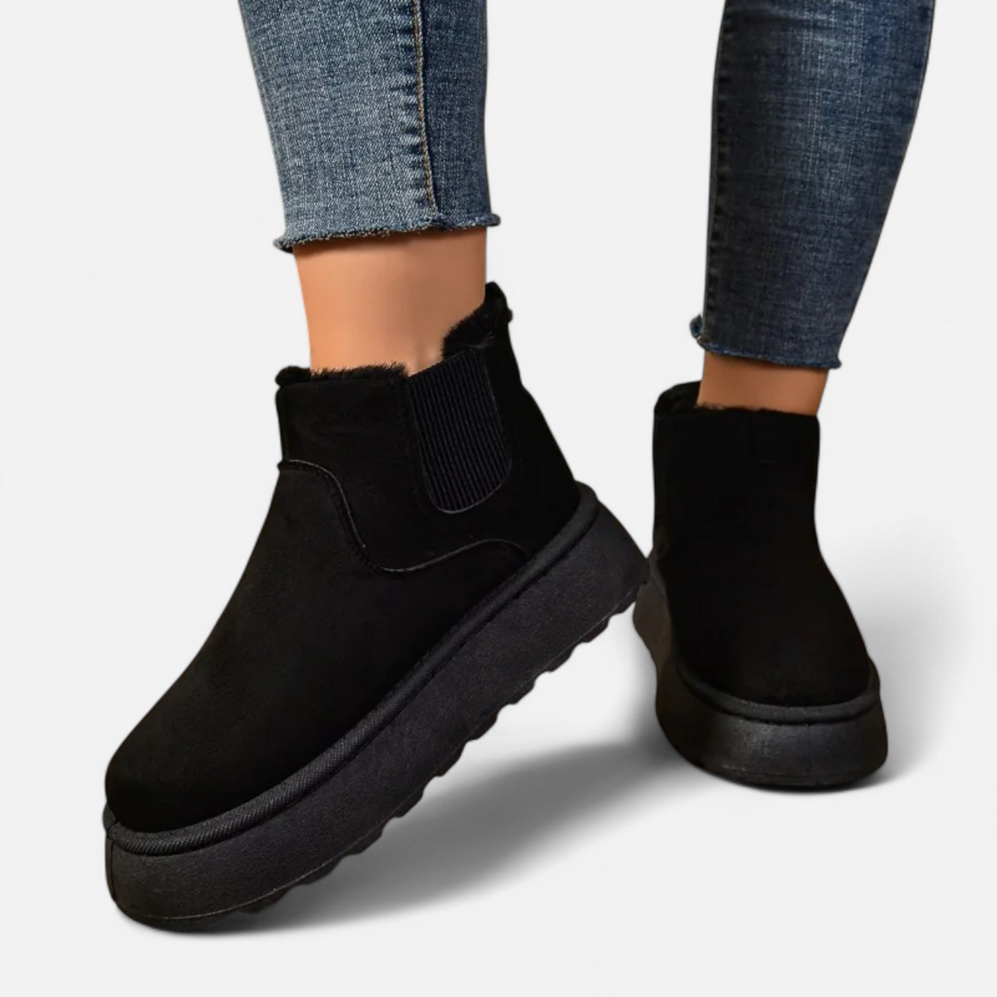 Women’s Short Plush Platform Ankle Boots - Sofia Maris
