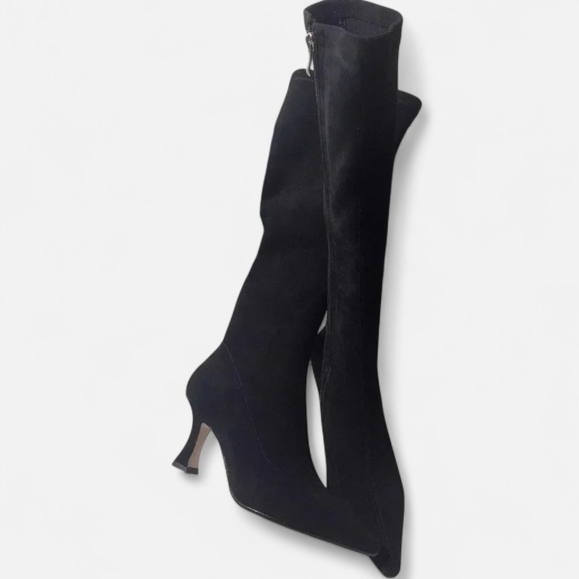 The Sofia Women’s Suede Thigh-High Heeled Boots - Sofia Maris