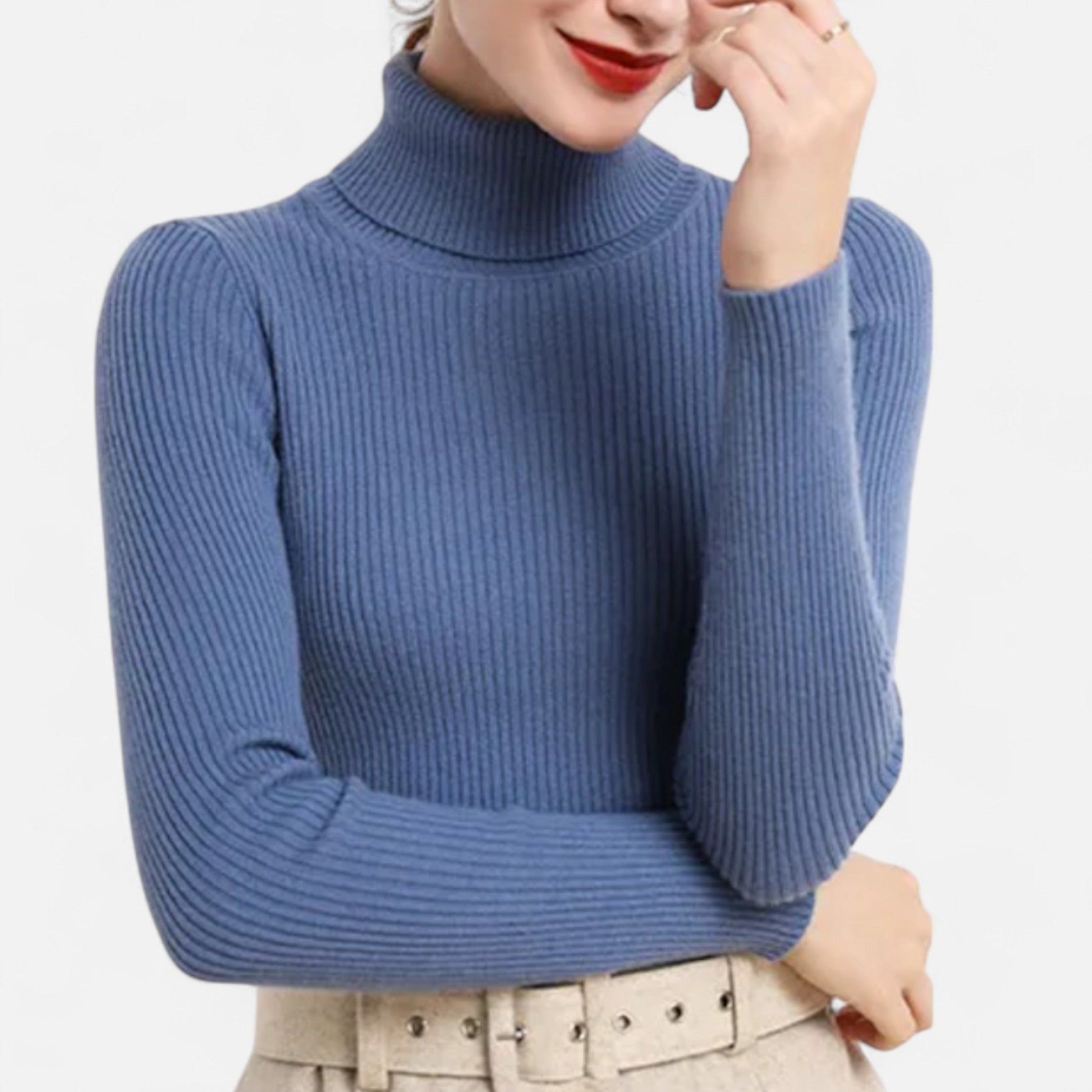 Sofia Maris | Women’s Ribbed Turtleneck – Long Sleeve Slim Fit Top