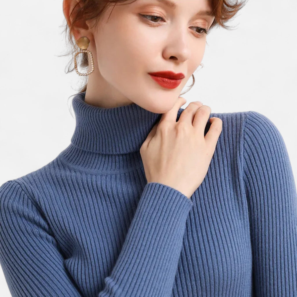 Sofia Maris | Women’s Ribbed Turtleneck – Long Sleeve Slim Fit Top