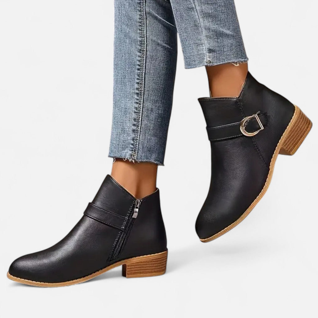 Sofia Maris | Women’s Ankle Boot – Pointed-Toe Buckle Elegance