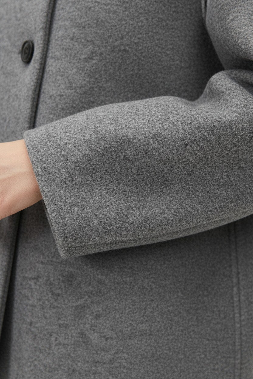 Sofia Maris | Women’s Wool Coat – Double-Breasted Tatting Weave Elegance