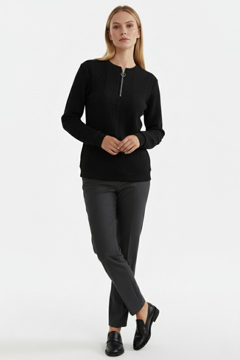 Sofia Maris Women’s Half-Zip Pullover – Elegant Cable Knit Jumper - Sofia Maris