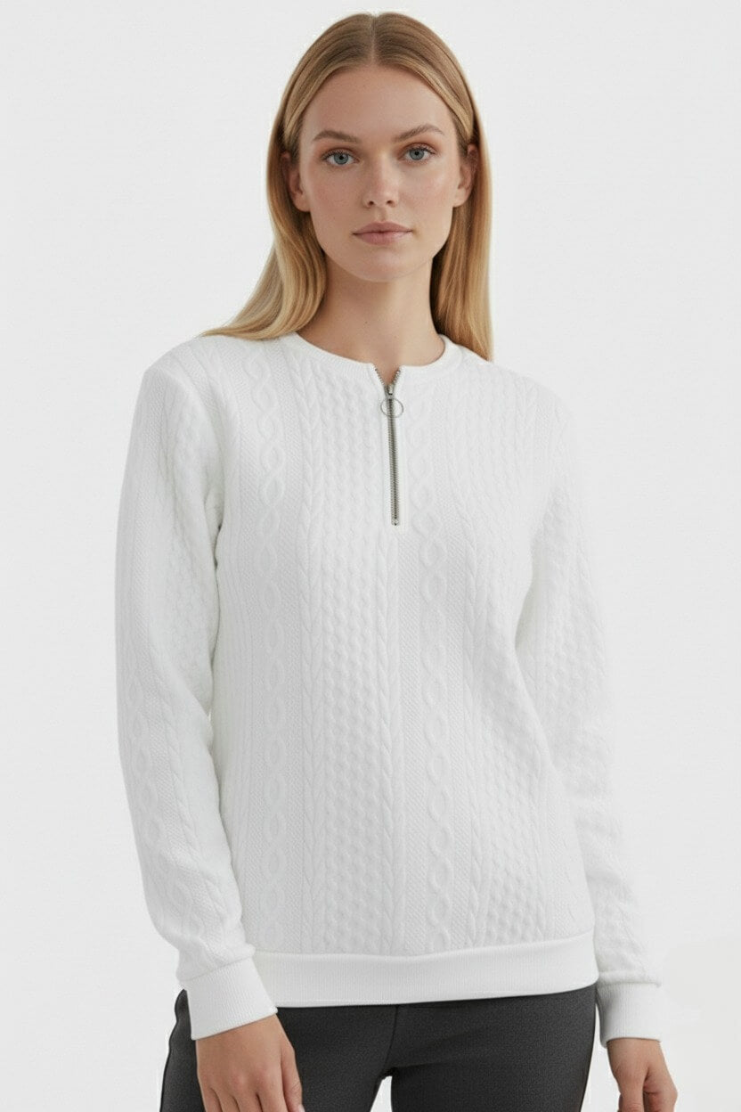 Sofia Maris Women’s Half-Zip Pullover – Elegant Cable Knit Jumper - Sofia Maris