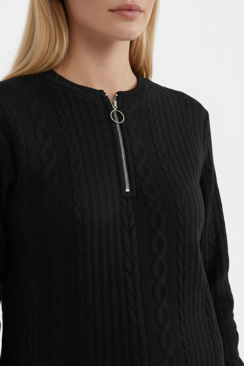 Sofia Maris Women’s Half-Zip Pullover – Elegant Cable Knit Jumper - Sofia Maris