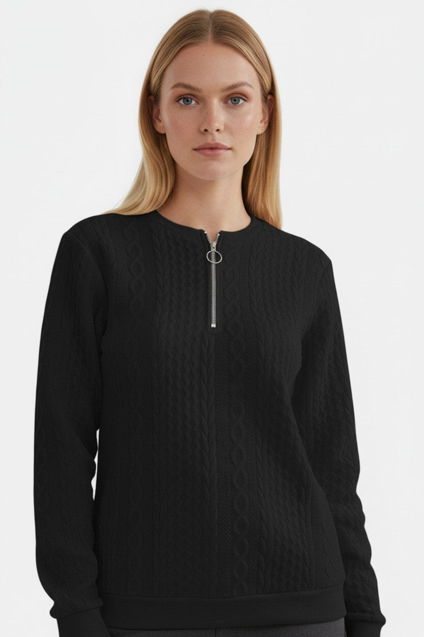 Sofia Maris Women’s Half-Zip Pullover – Elegant Cable Knit Jumper - Sofia Maris