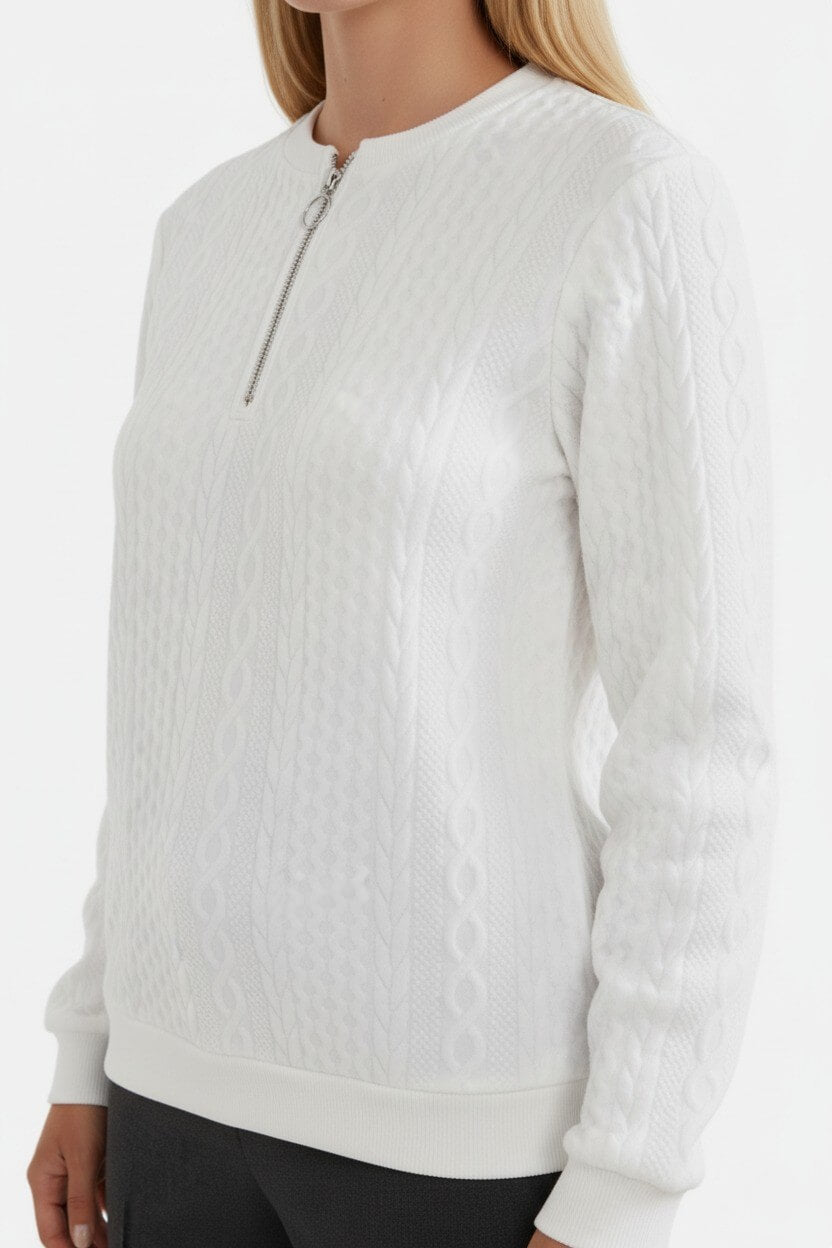 Sofia Maris Women’s Half-Zip Pullover – Elegant Cable Knit Jumper - Sofia Maris