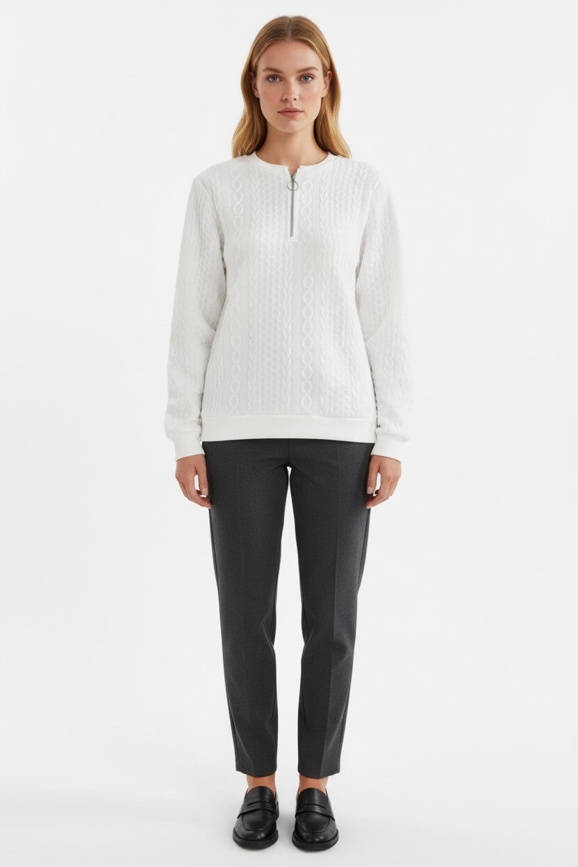 Sofia Maris Women’s Half-Zip Pullover – Elegant Cable Knit Jumper - Sofia Maris