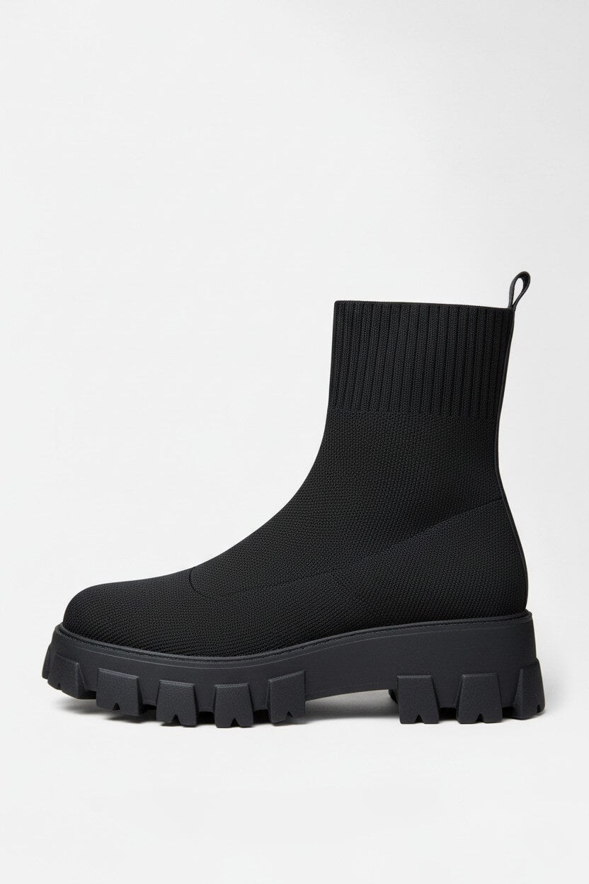 Sofia Maris Women’s Thick-Soled Ankle Boots – Knitted Round Toe Autumn Winter - Sofia Maris