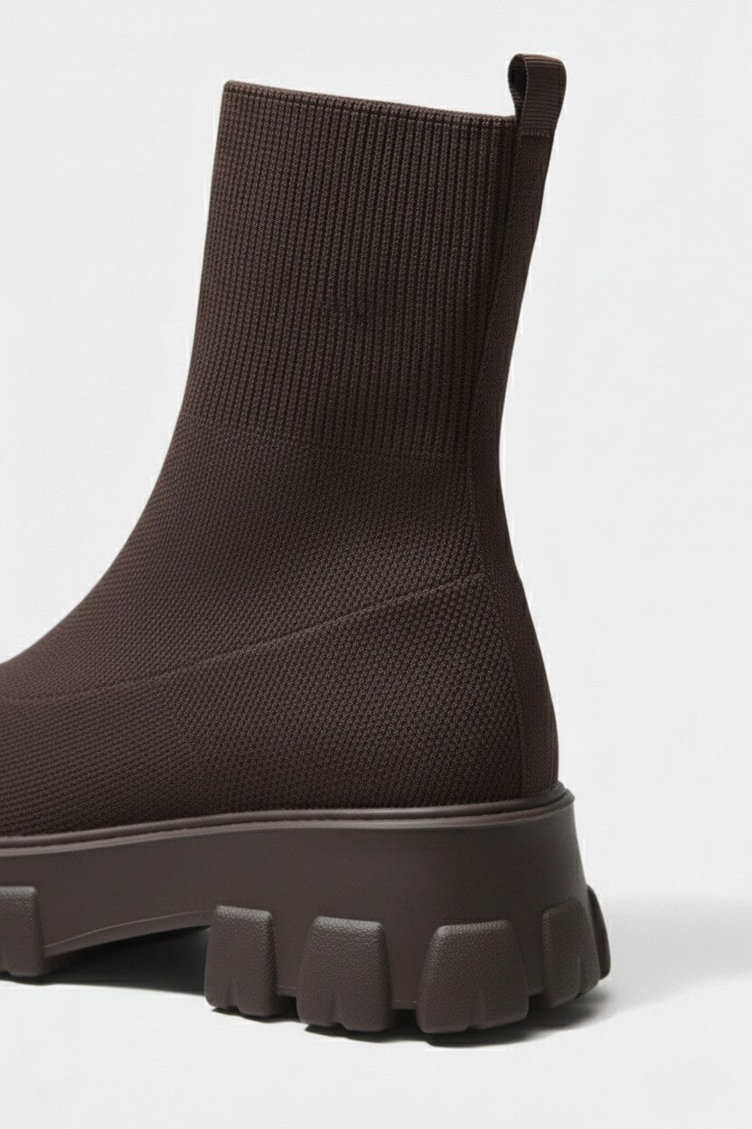 Sofia Maris Women’s Thick-Soled Ankle Boots – Knitted Round Toe Autumn Winter - Sofia Maris