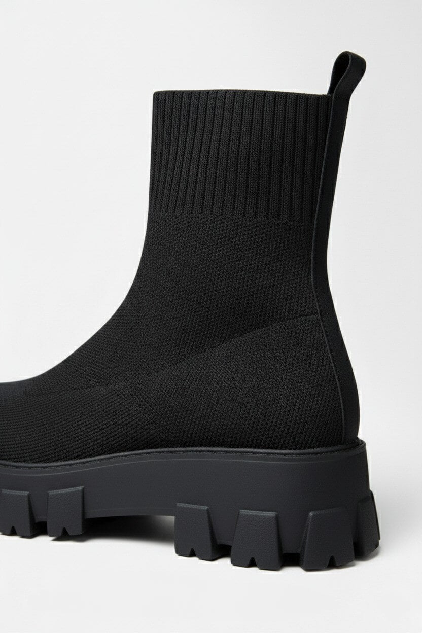 Sofia Maris Women’s Thick-Soled Ankle Boots – Knitted Round Toe Autumn Winter - Sofia Maris