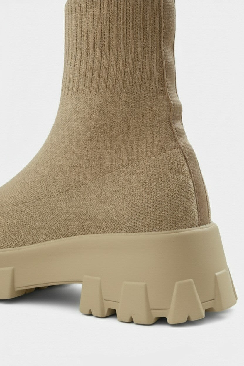 Sofia Maris Women’s Thick-Soled Ankle Boots – Knitted Round Toe Autumn Winter - Sofia Maris