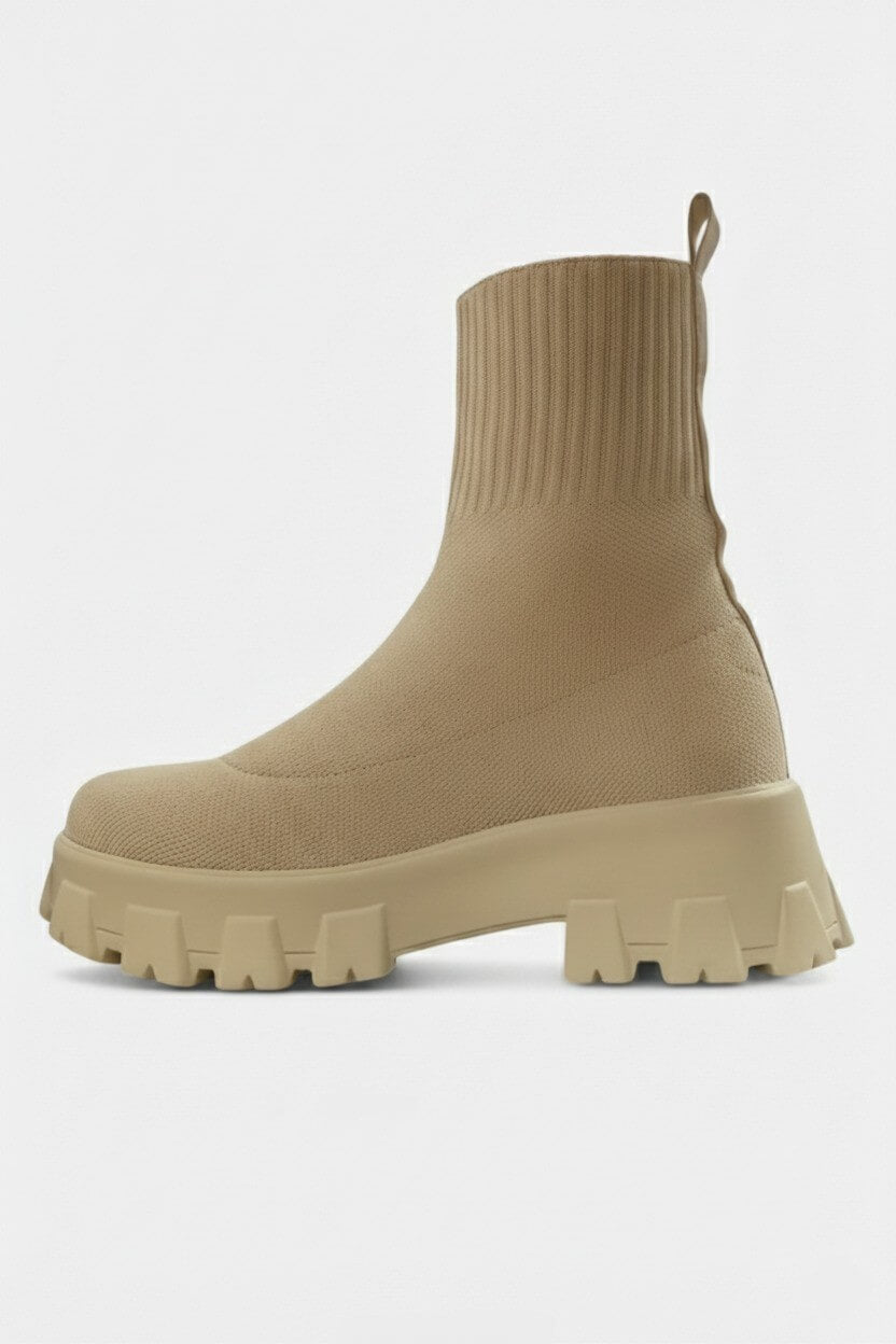 Sofia Maris Women’s Thick-Soled Ankle Boots – Knitted Round Toe Autumn Winter - Sofia Maris