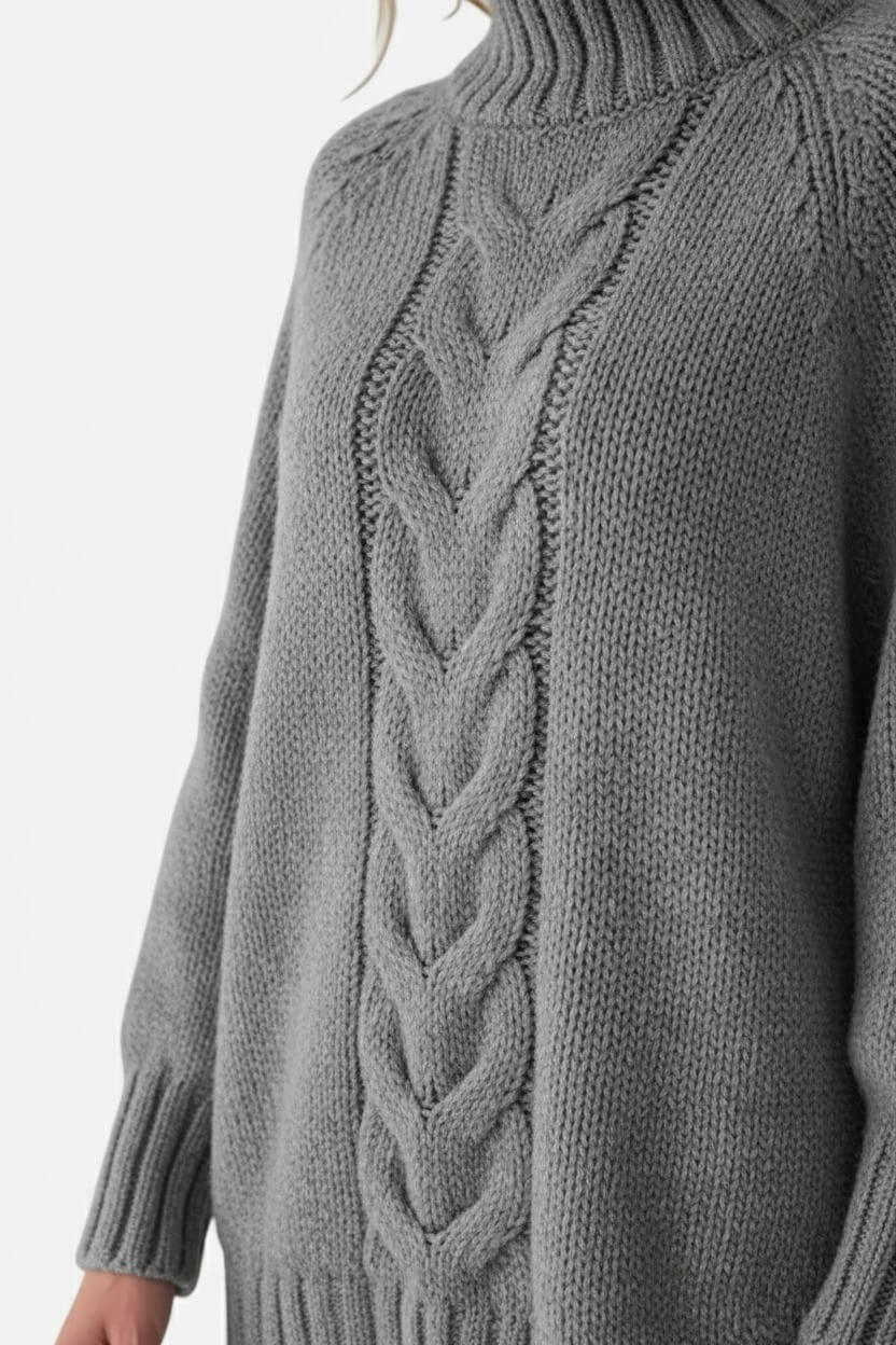 Sofia Maris Women’s Knitted Jumper Dress – Cable Knit Autumn Winter - Sofia Maris