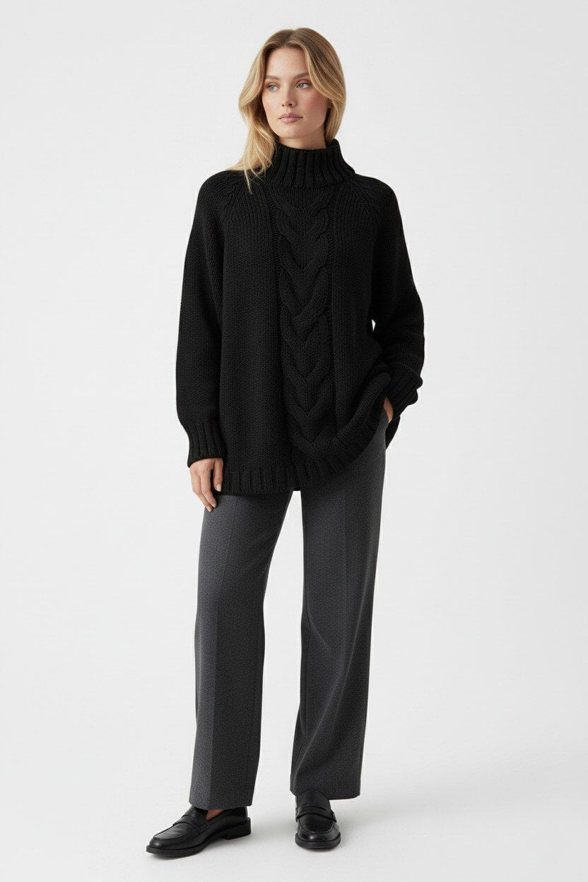 Sofia Maris Women’s Knitted Jumper Dress – Cable Knit Autumn Winter - Sofia Maris