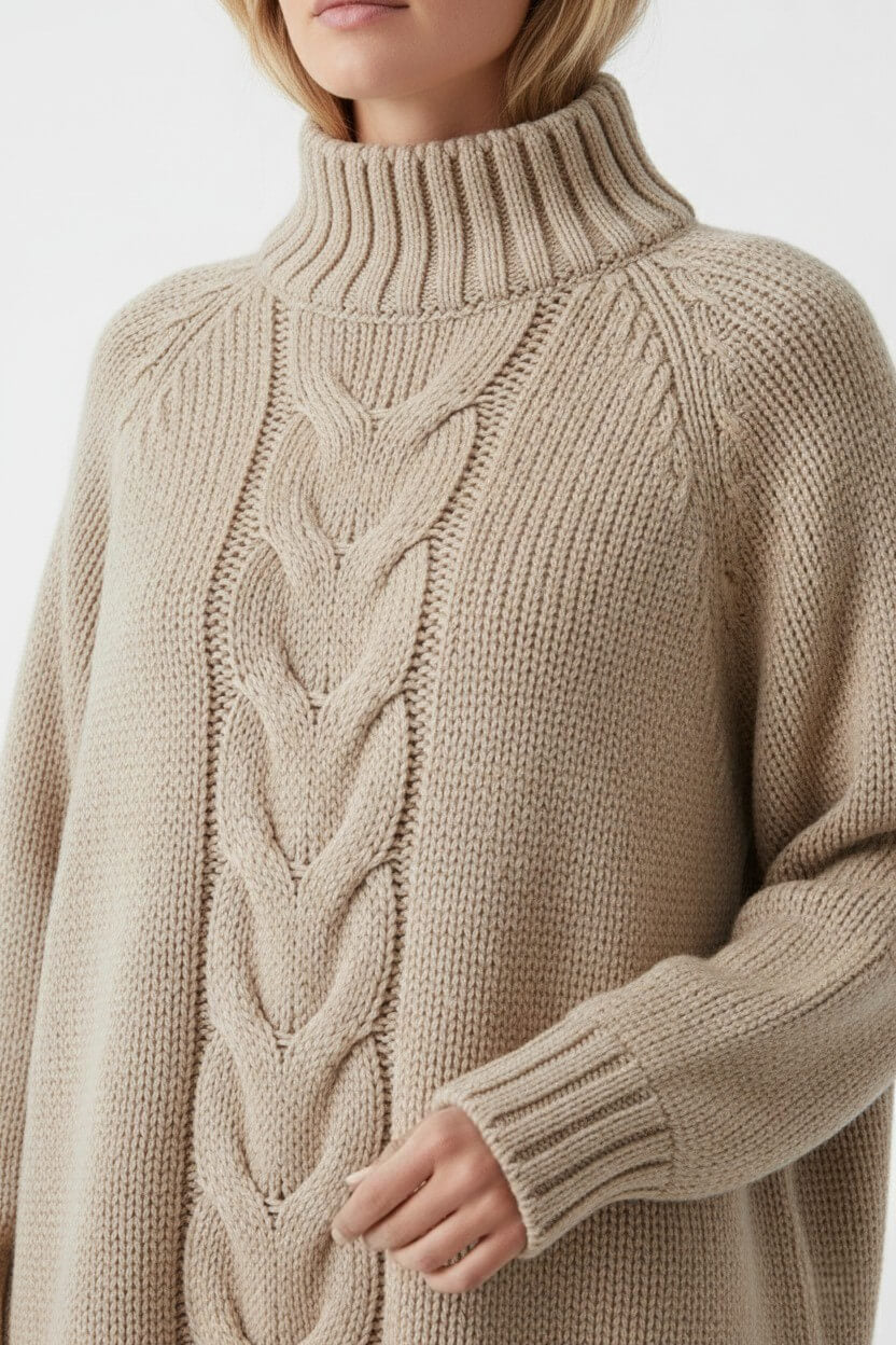 Sofia Maris Women’s Knitted Jumper Dress – Cable Knit Autumn Winter - Sofia Maris