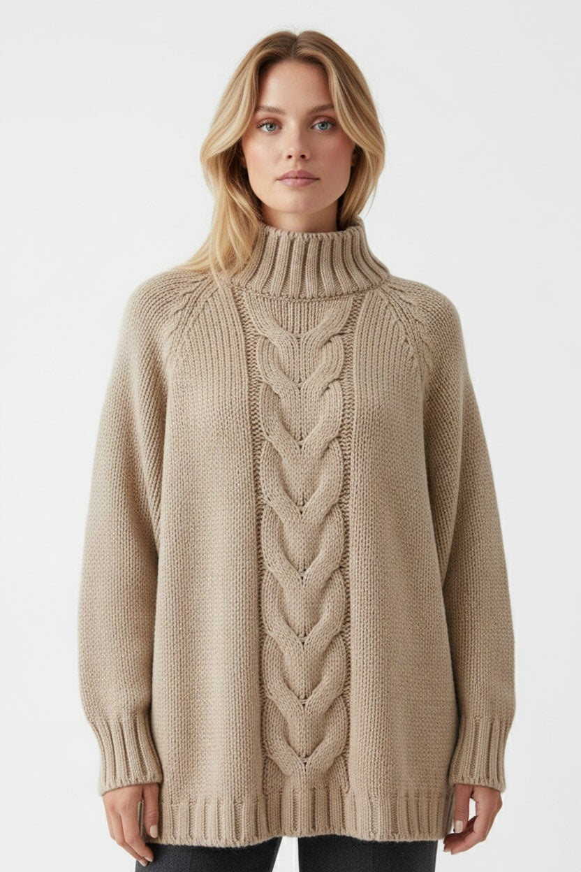 Sofia Maris Women’s Knitted Jumper Dress – Cable Knit Autumn Winter - Sofia Maris