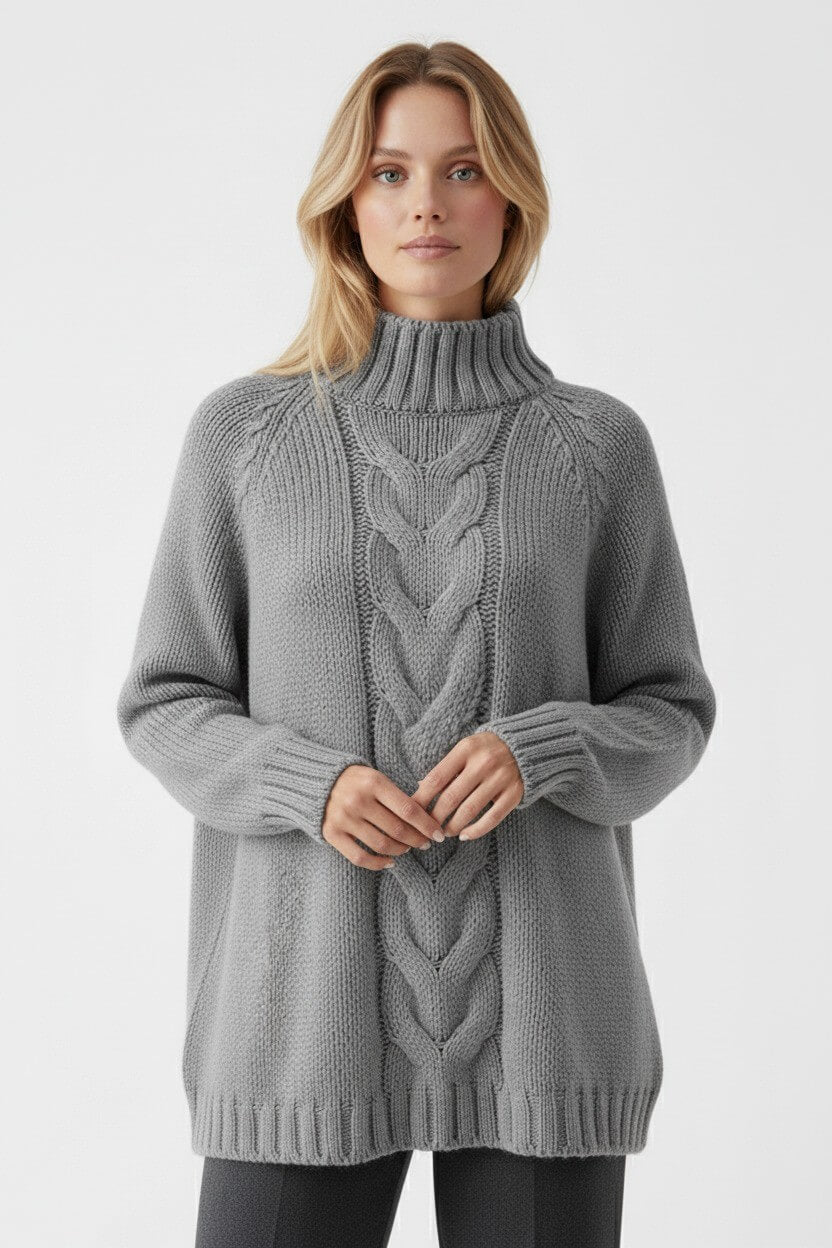 Sofia Maris Women’s Knitted Jumper Dress – Cable Knit Autumn Winter - Sofia Maris
