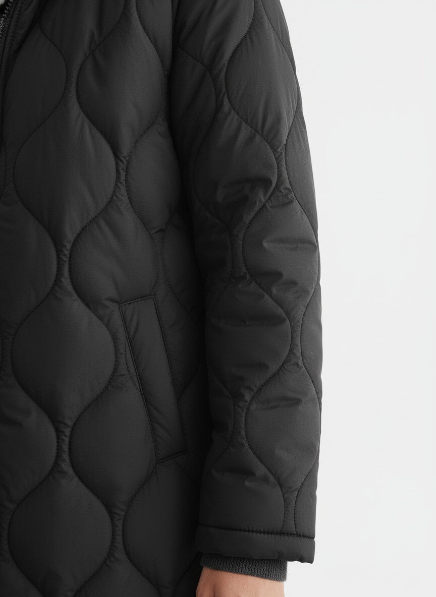 Sofia Maris Women’s Black Long Quilted Puffer Coat – Refined Warmth in Classic Form - Sofia Maris