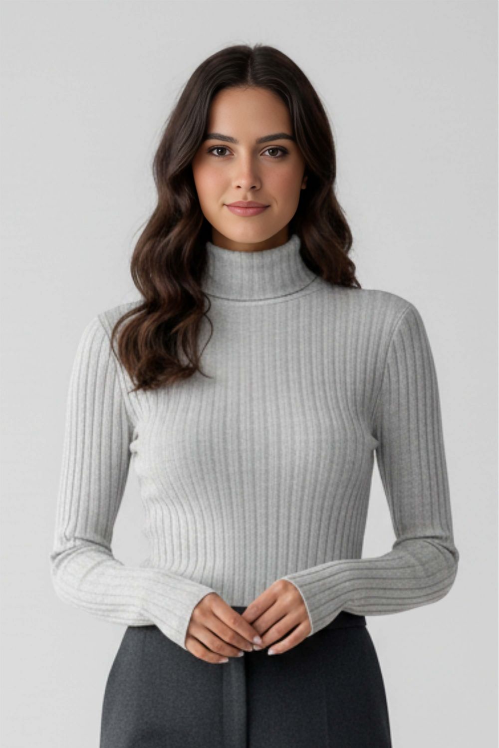 Sofia Maris Women’s Ribbed Roll Neck Slim Fit Knit Jumper - Sofia Maris