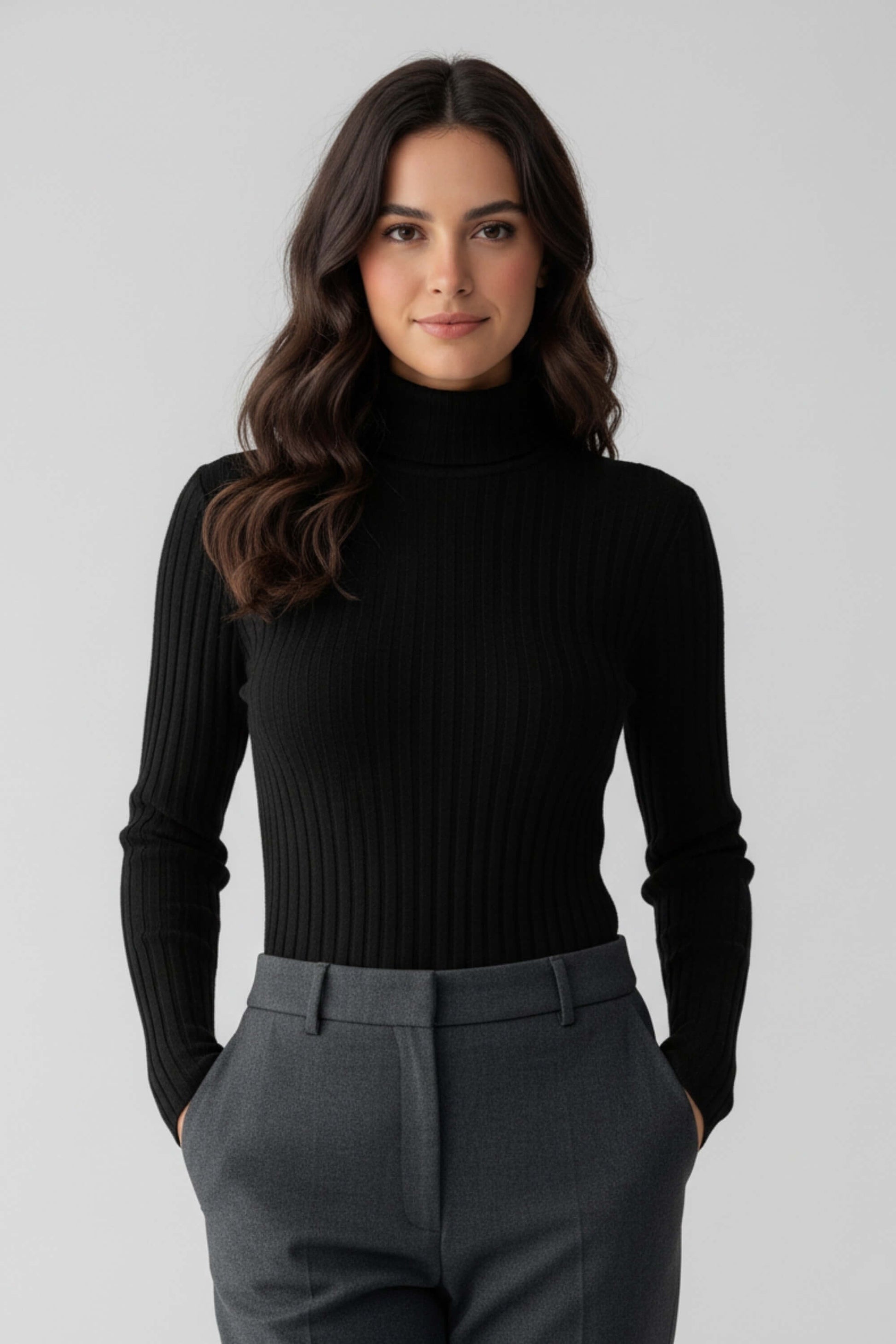 Sofia Maris Women’s Ribbed Roll Neck Slim Fit Knit Jumper - Sofia Maris