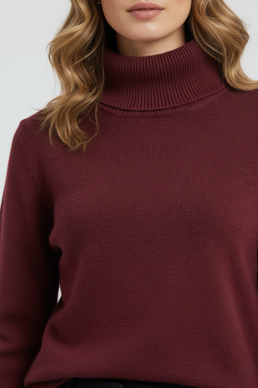 Sofia Maris Women’s Roll Neck Jumper – Minimalist Autumn Winter Knit - Sofia Maris