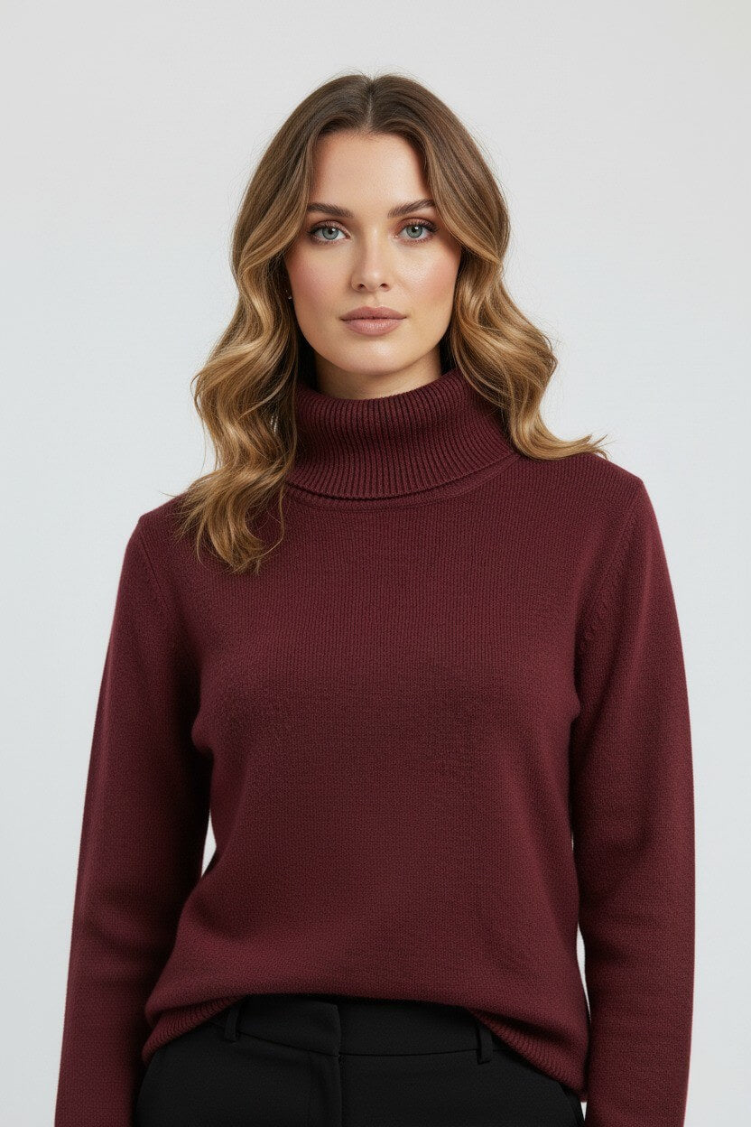 Sofia Maris Women’s Roll Neck Jumper – Minimalist Autumn Winter Knit - Sofia Maris