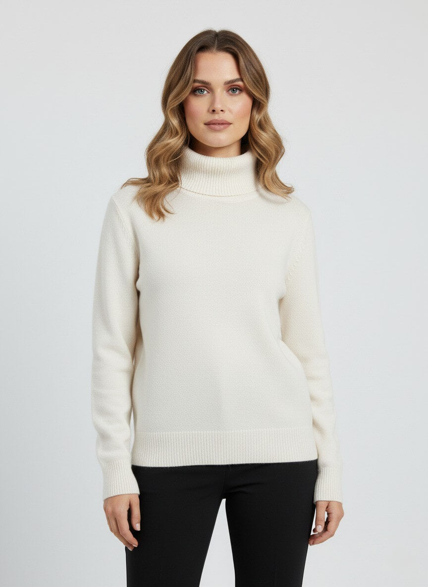 Sofia Maris Women’s Roll Neck Jumper – Minimalist Autumn Winter Knit - Sofia Maris