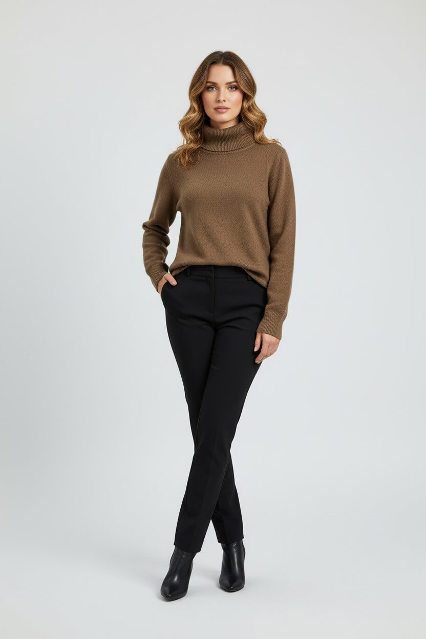 Sofia Maris Women’s Roll Neck Jumper – Minimalist Autumn Winter Knit - Sofia Maris