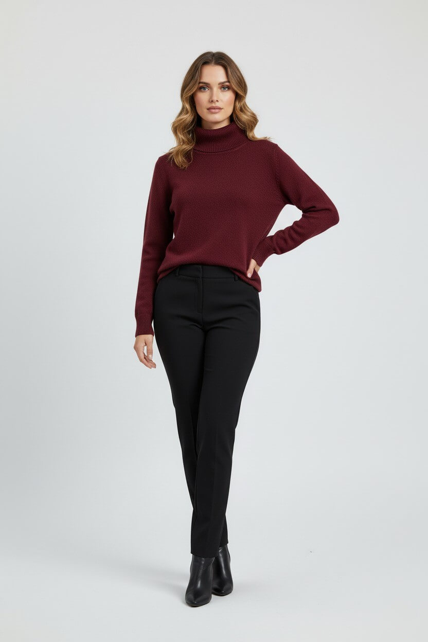 Sofia Maris Women’s Roll Neck Jumper – Minimalist Autumn Winter Knit - Sofia Maris