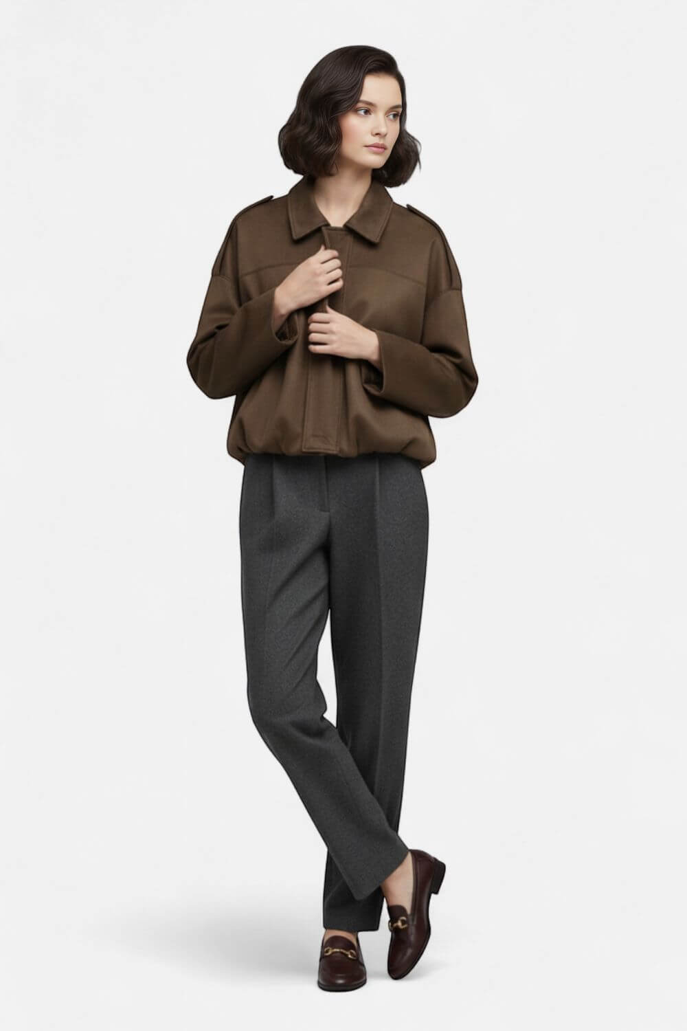 Sofia Maris Women’s Cropped Suede Bomber Jacket – Timeless Elegance - Sofia Maris