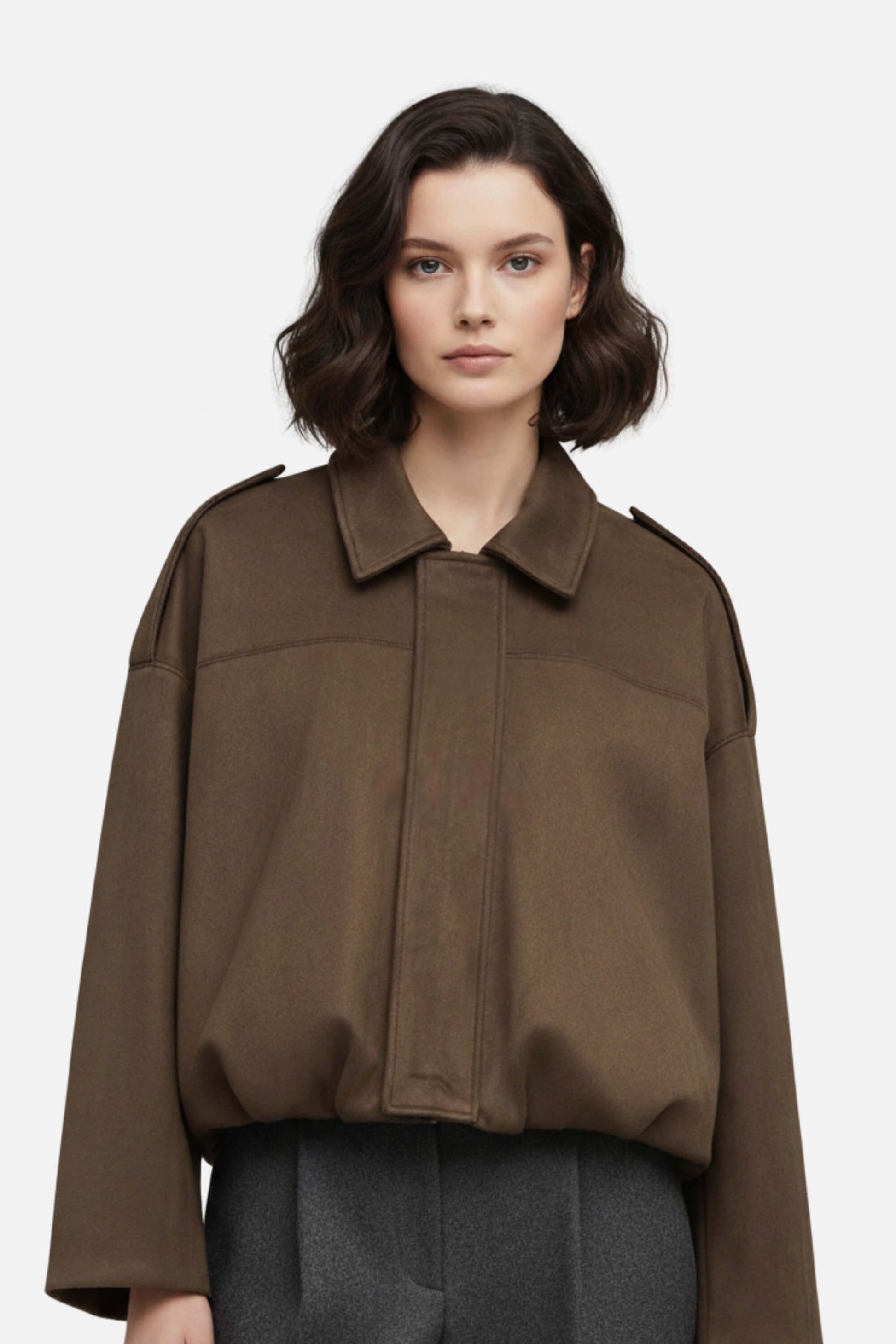 Sofia Maris Women’s Cropped Suede Bomber Jacket – Timeless Elegance - Sofia Maris