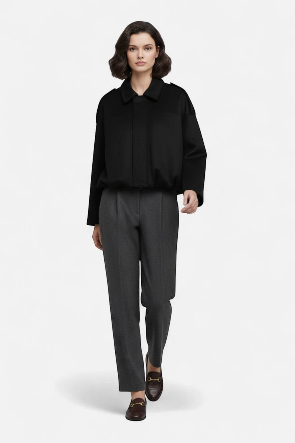 Sofia Maris Women’s Cropped Suede Bomber Jacket – Timeless Elegance - Sofia Maris