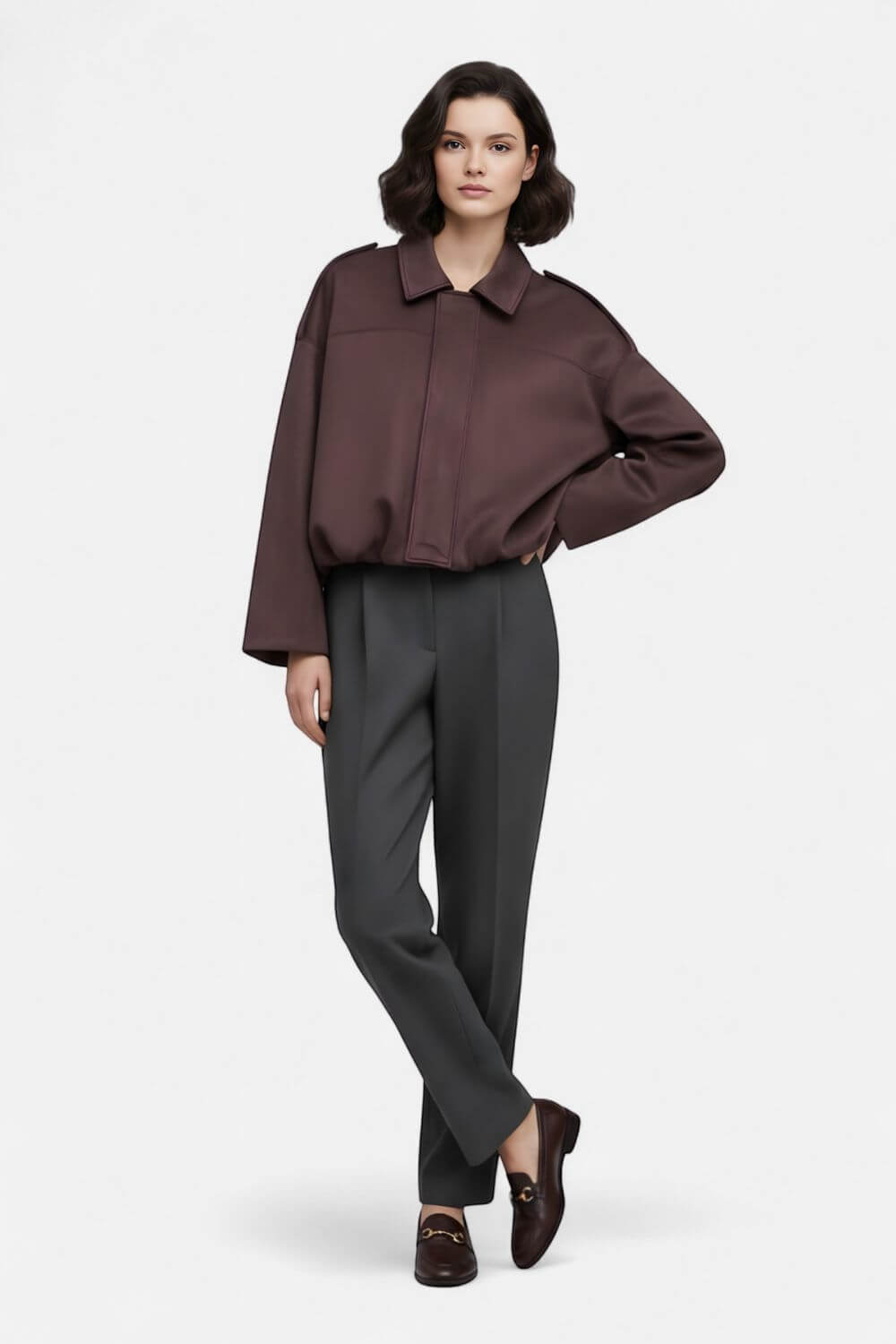 Sofia Maris Women’s Cropped Suede Bomber Jacket – Timeless Elegance - Sofia Maris