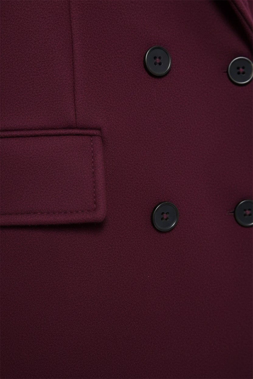 Women’s Long Wool Coat – Double-Breasted Lapel - Sofia Maris