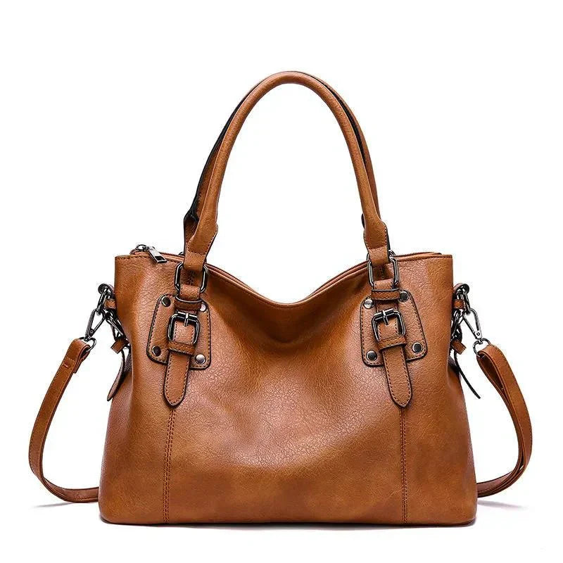 Women's Convertible Shoulder and Handbag with Dual Buckle Detail - Sofia Maris