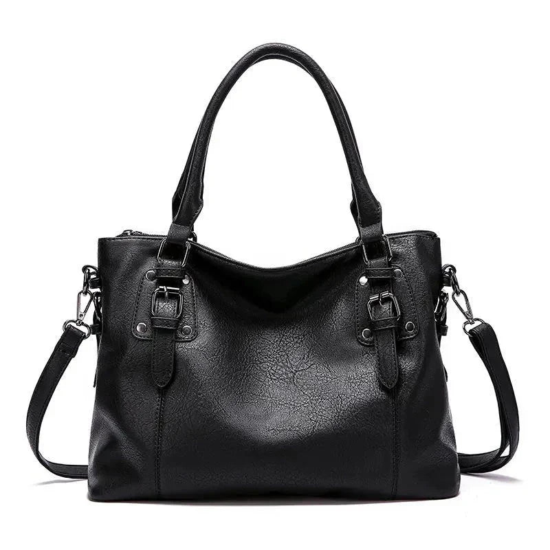 Women's Convertible Shoulder and Handbag with Dual Buckle Detail - Sofia Maris