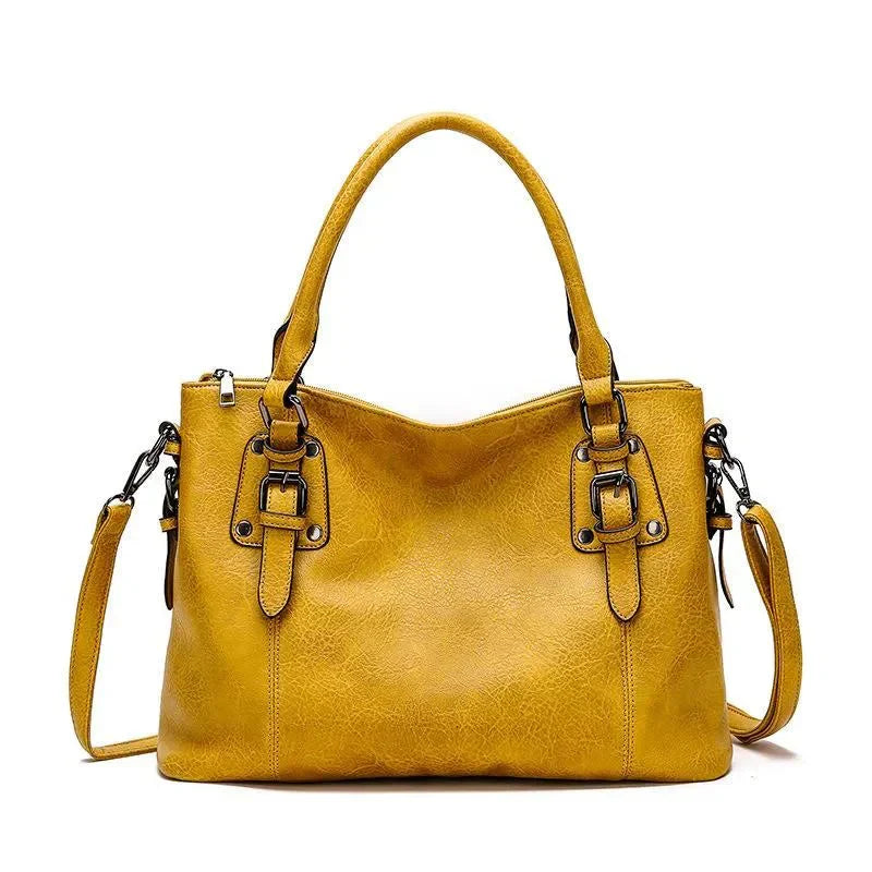 Women's Convertible Shoulder and Handbag with Dual Buckle Detail - Sofia Maris