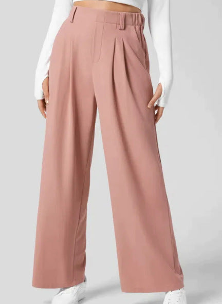Women's Wide Leg Work Trousers - High-Waisted Fluid Style - Sofia Maris