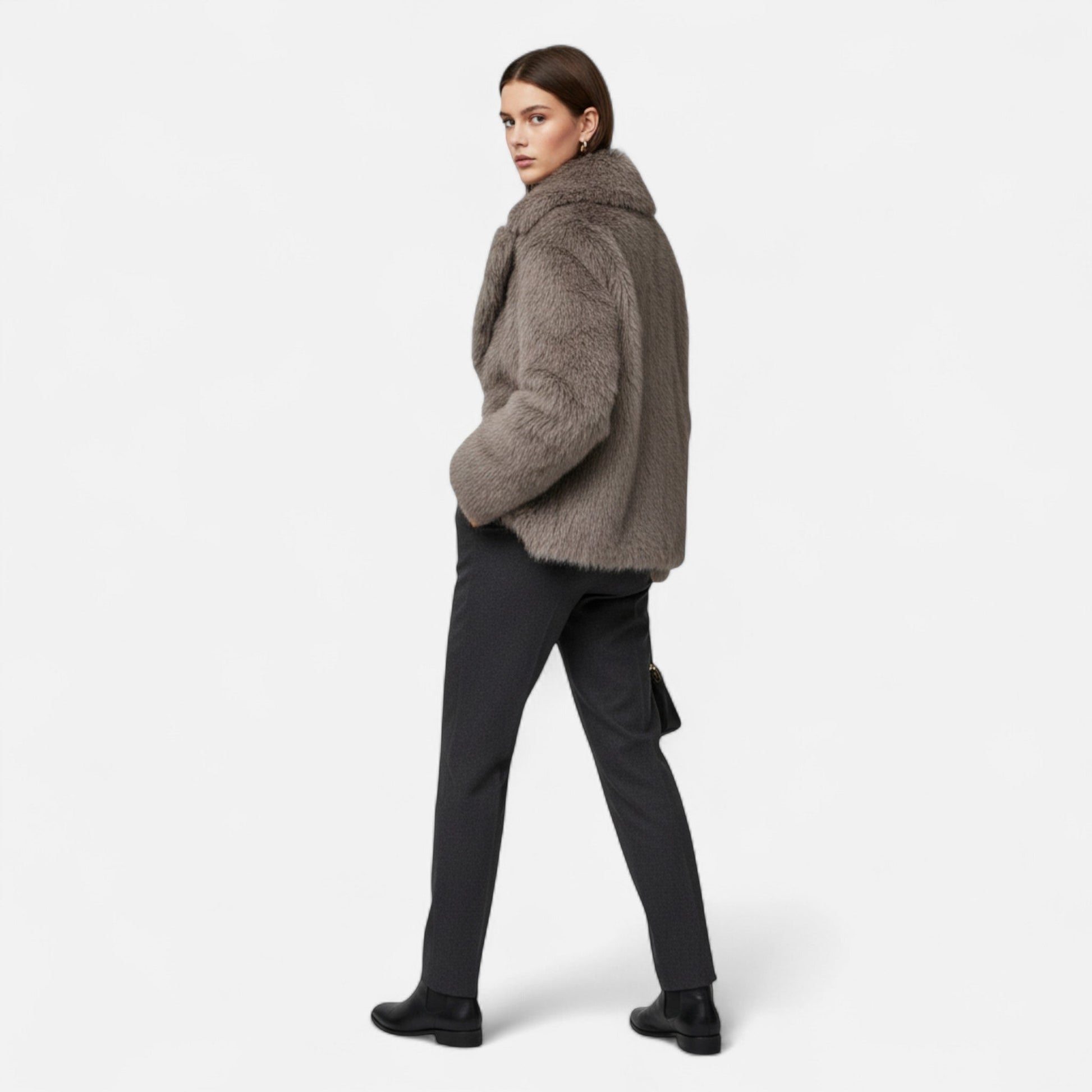 Sofia Maris | Women’s Faux Fur Coat – Winter Street Elegance