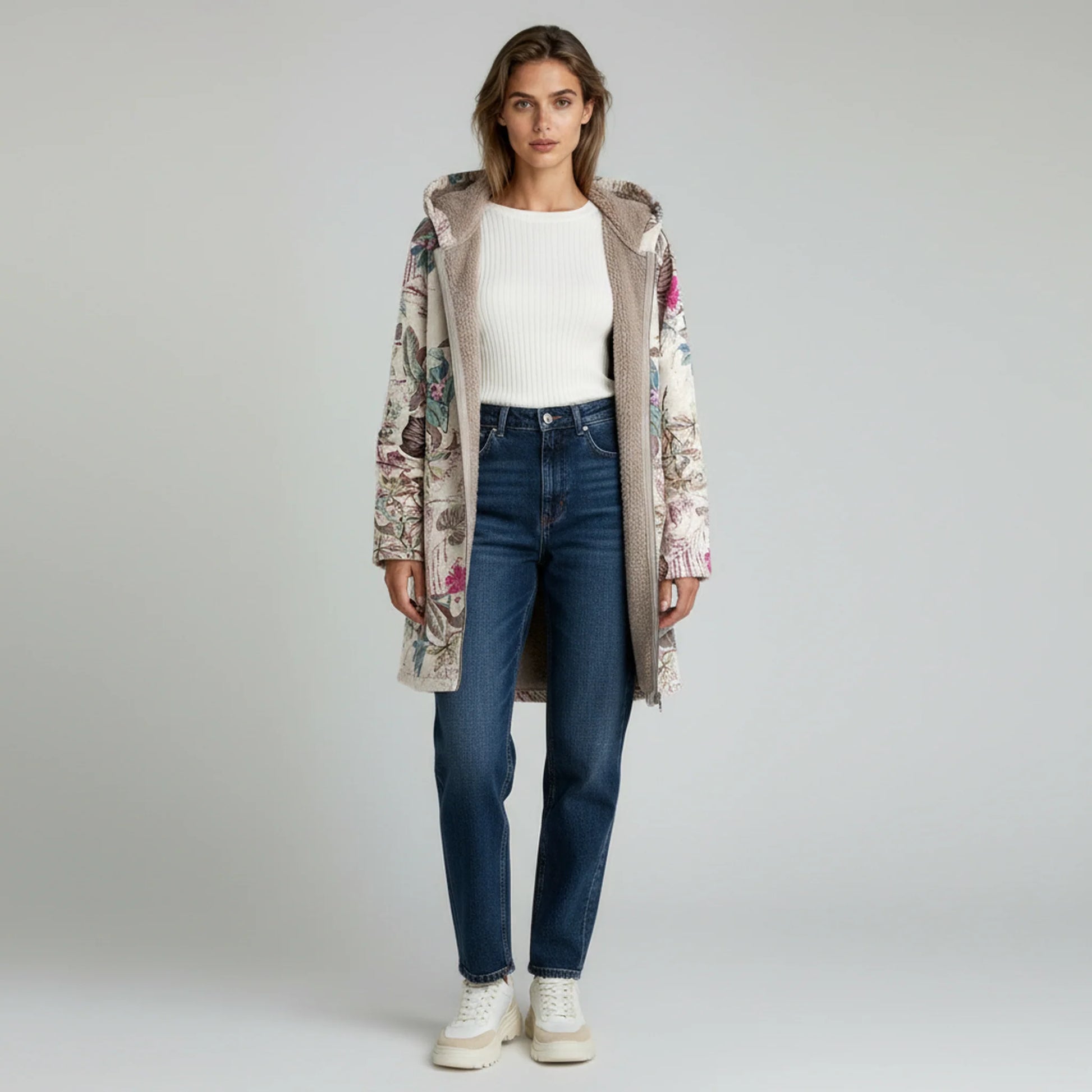 Sofia Maris Fleece Jacket – Floral Print – Cosy Everyday Layer