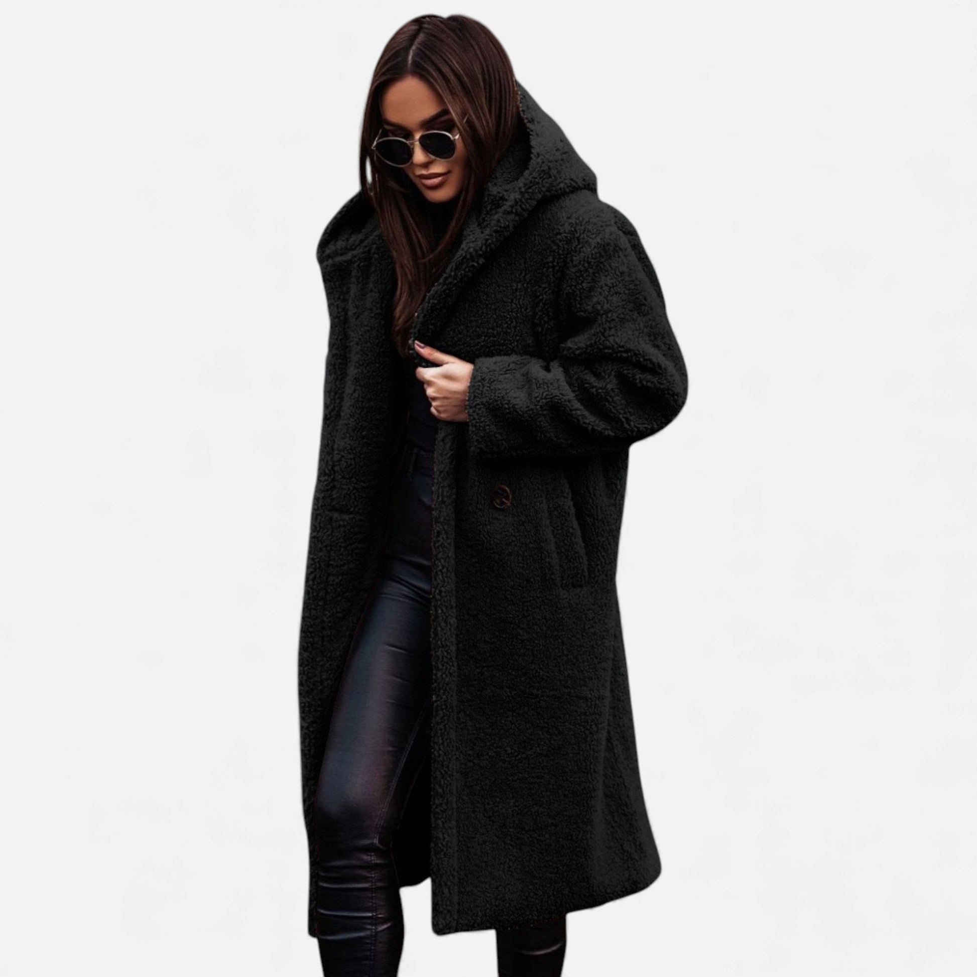 Sofia Maris| Women’s Plush Faux‑Fleece Long Coat