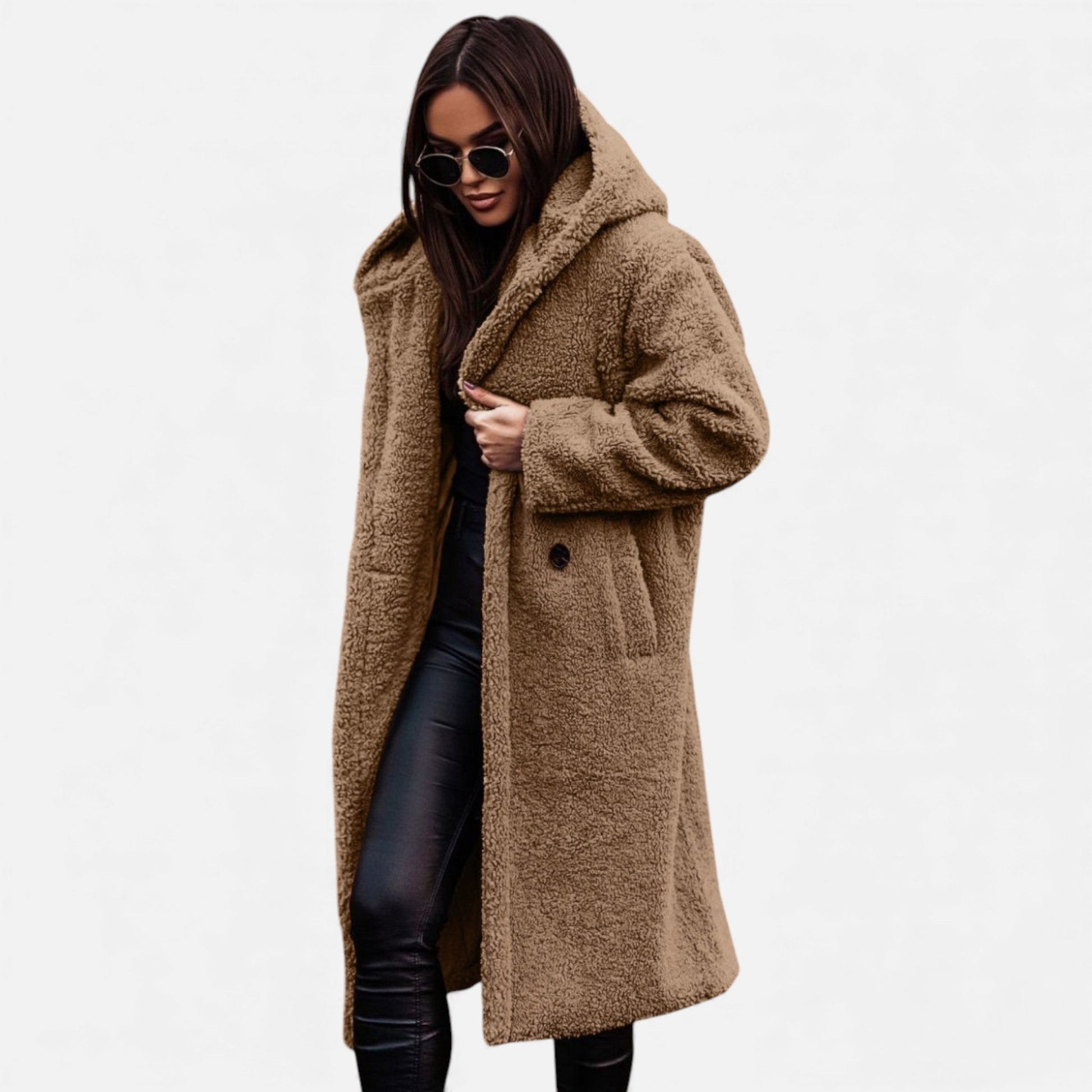 Sofia Maris| Women’s Plush Faux‑Fleece Long Coat
