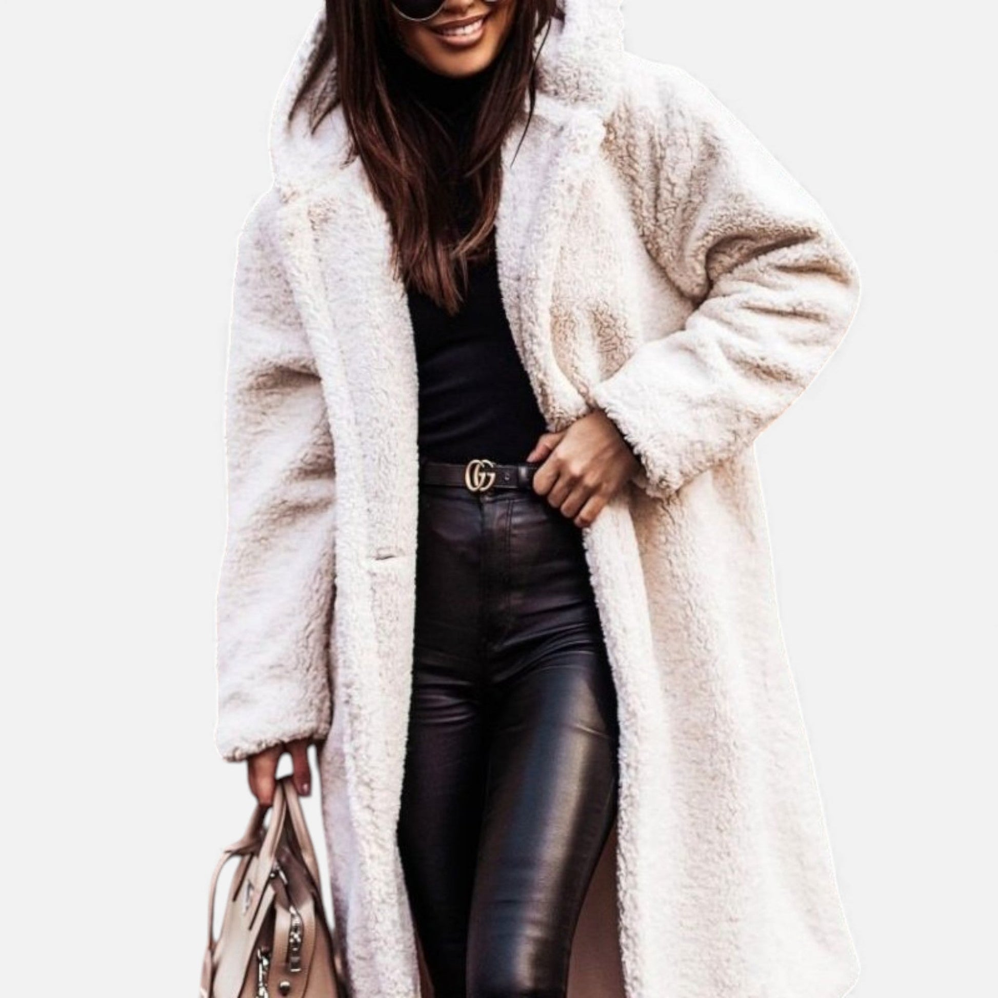 Sofia Maris| Women’s Plush Faux‑Fleece Long Coat