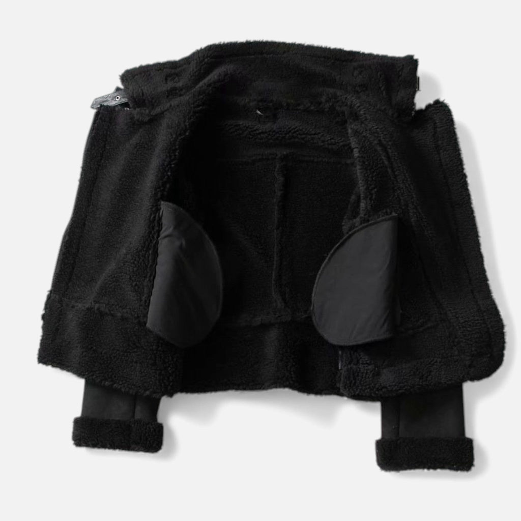 Sofia Maris | Women’s Suede & Lambswool Lapel Motorcycle Jacket